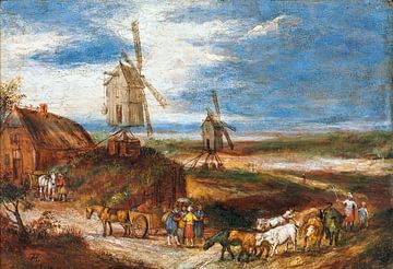 Jan Brueghel der Jüngere, Dünenlandschaft mit Windmühlen und Stab