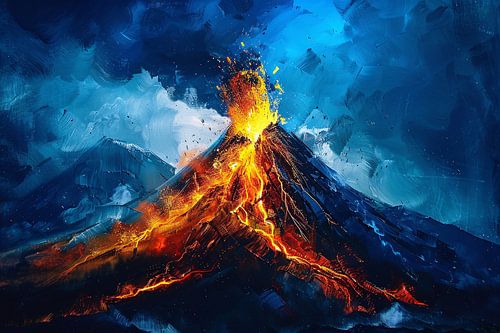 Vulkanische explosie in abstracte kleurenexplosie