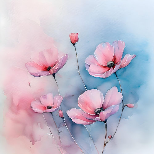 Pink poppys - roze klaprozen nr 3