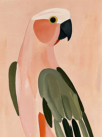 Pink parrot with olive-green feathers by Lina van Oers