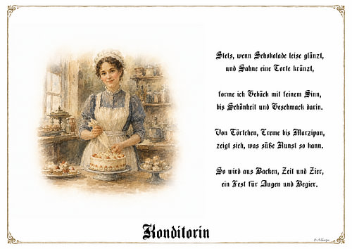 Konditorin – Zunftbild mit Gedicht