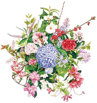 Blumenstrauß aus blühendem Holz von Eke van Mansvelt Aquarell