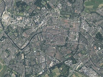 Luchtfoto van Leiden van Maps Are Art