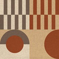 Geometrisches Retro-Bauhaus-Muster in Terrakotta, Taupe, Beige II