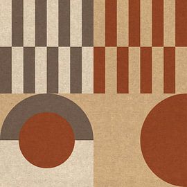 Retro Bauhaus geometric pattern in terracotta, taupe, beige II by Abstract Minimalist Art