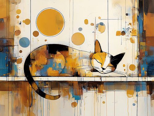 Abstracte kat in vensterbank