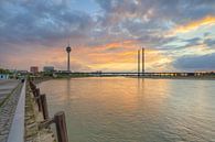 Uitzicht op Düsseldorf vanaf de Rijnboulevard van Michael Valjak thumbnail