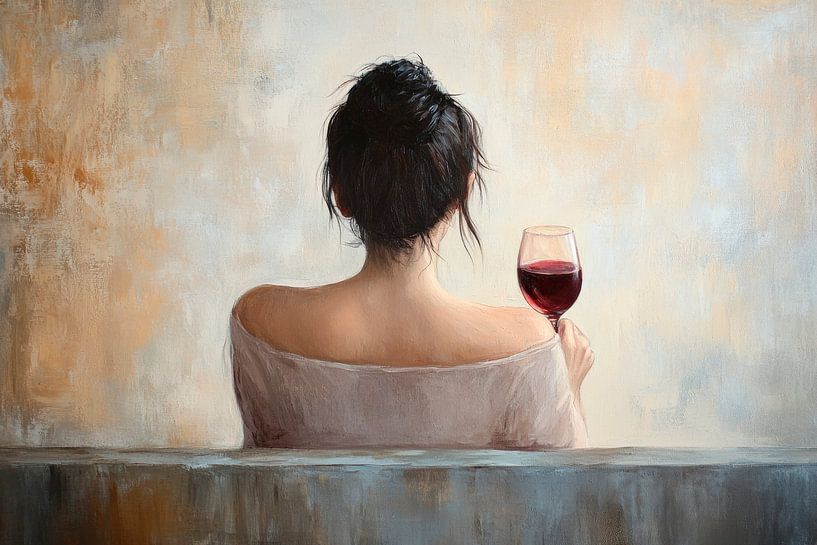 Entspannung mit Rotwein im Bad von Poster Art Shop