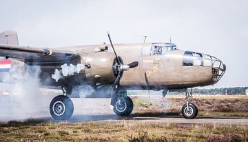 Engine start of a B-25 Mitchell