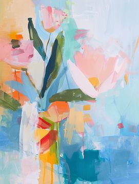Abstracte bloemen in pastelkleuren van Studio Allee