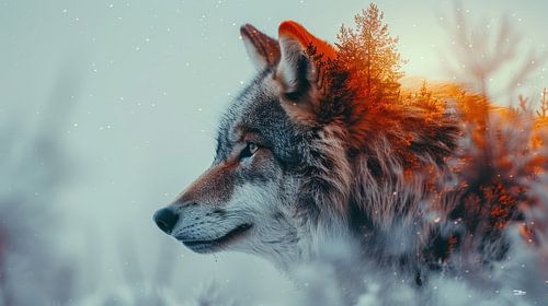 multiple exposure tussen dier en natuur