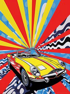 Jaguar E Type Sportwagen Roadster Chrom stilisiert Pop Art