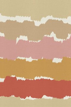 Kleurrijk abstract in beige, zand, roze, rood, oker van Abstract Minimalist Art
