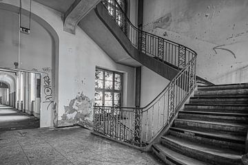 Dilapidated staircase in a ruin