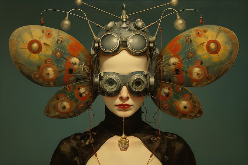 Bizarrely beautiful woman wearing strange fetish clothes by Art Bizarre