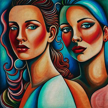 Twin sisters looking straight at you no.18 by Jan Keteleer