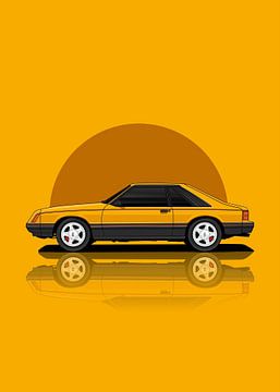 Kunst 1979 Ford Mustang Cobra geel van D.Crativeart