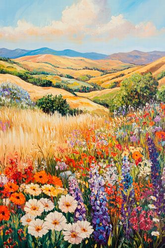 Blooming landscape in the sunlight