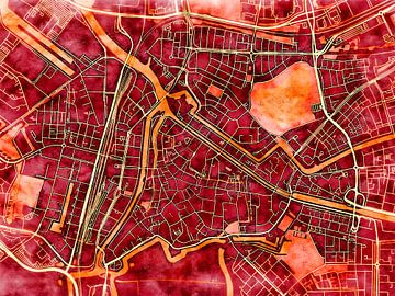 Map of Den Bosch centrum with the style 'Amber Autumn' by Maporia