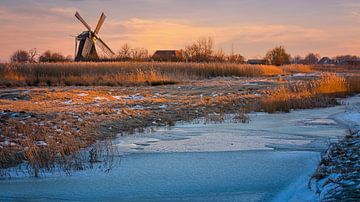 Winter zonsopkomst bij de Noordermolen