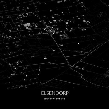 Schwarz-weiße Karte von Elsendorp, Nordbrabant. von Rezona
