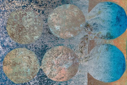 Moderne abstracte geometrische minimalistische kunst in blauwe en roestige kleuren