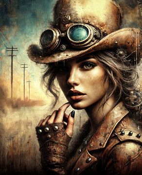 Portret van een Steampunk Dame van Silvio Schoisswohl