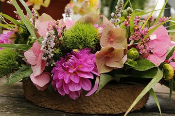 pink flower arrangement by Cora Unk