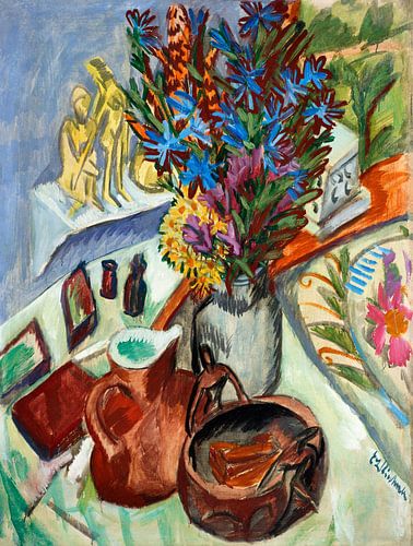 Still Life with Jug and African Bowl (1912) by Ernst Ludwig Kirchner