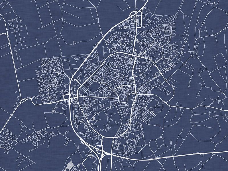 Karte von Assen in Königsblau von De Kaartenwinkel