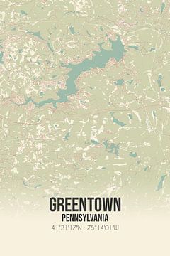 Vintage landkaart van Greentown (Pennsylvania), USA. van MijnStadsPoster