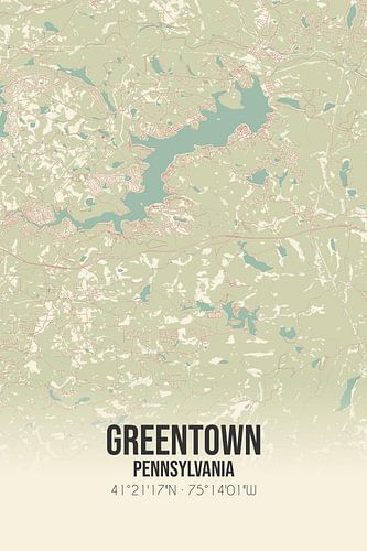 Alte Karte von Greentown (Pennsylvania), USA.
