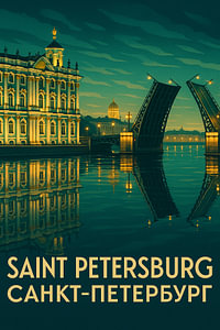 Sankt Petersburg Winterpalast Kunstdruck - Newa Fluss & Zugbrücke Poster