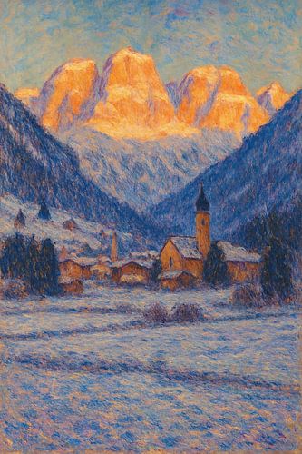 Monet's besneeuwde Canazei - Impressionistische Dolomieten Winter