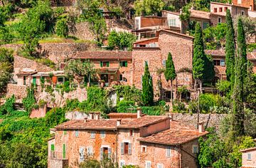 Prachtig uitzicht op typische stenen huizen in het mediterrane dorp Deia op Mallorca, Spanje van Alex Winter