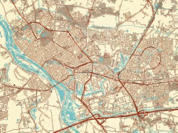Kaart van Deventer in de stijl Blauw & Crème van Map Art Studio
