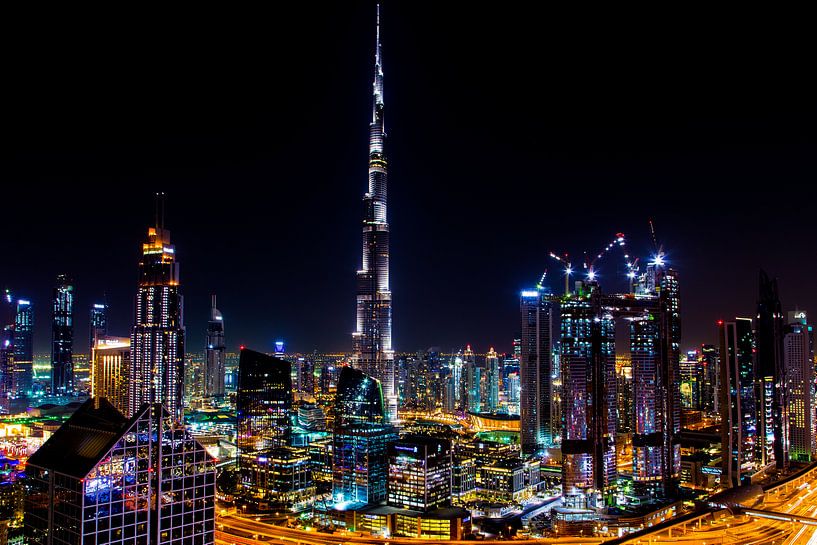 Burj Khalifa Dubai bei Nacht von Sjoerd Tullenaar