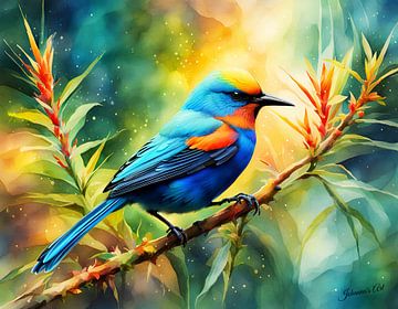 Prachtige vogels van de wereld - Schijnende honingreiger vogel van Johanna's Art