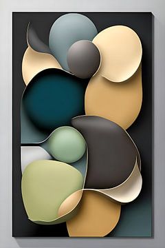 3d geometric abstract art with neutral colours