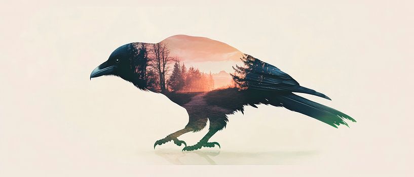 Crow in the landscape by Poster Art Shop