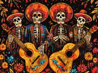 Mexican mariachi band on Dia de los Muertos