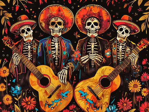 Mexican mariachi band on Dia de los Muertos