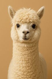 Niedliche Creme Alpaka Porträt von RavenC Store