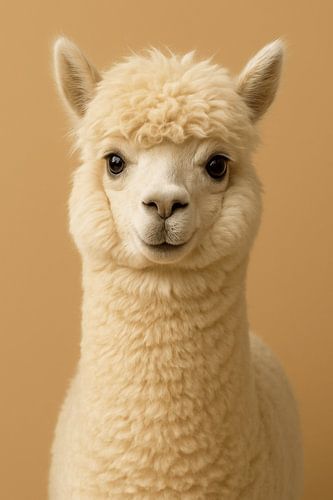 Cute Cream Alpaca Portrait
