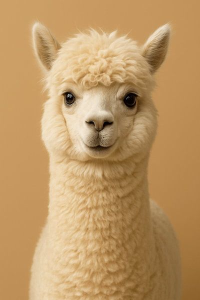 Cute Cream Alpaca Portrait by RavenC Store