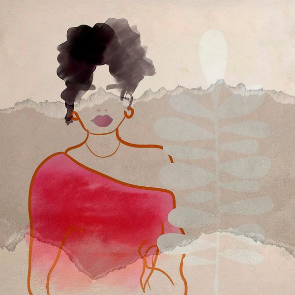 Modern mixed media portrait: Female power by Studio Pieternel