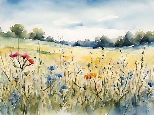 Veld met wilde bloemen