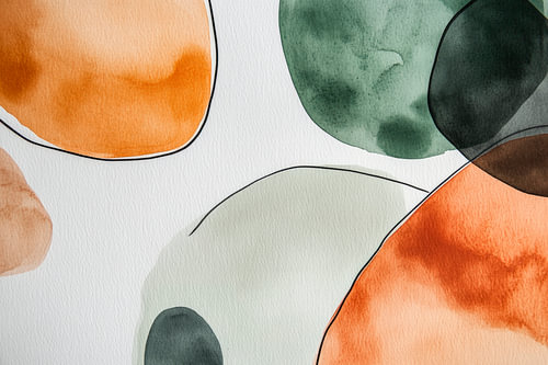Abstract watercolour shapes in earth tones