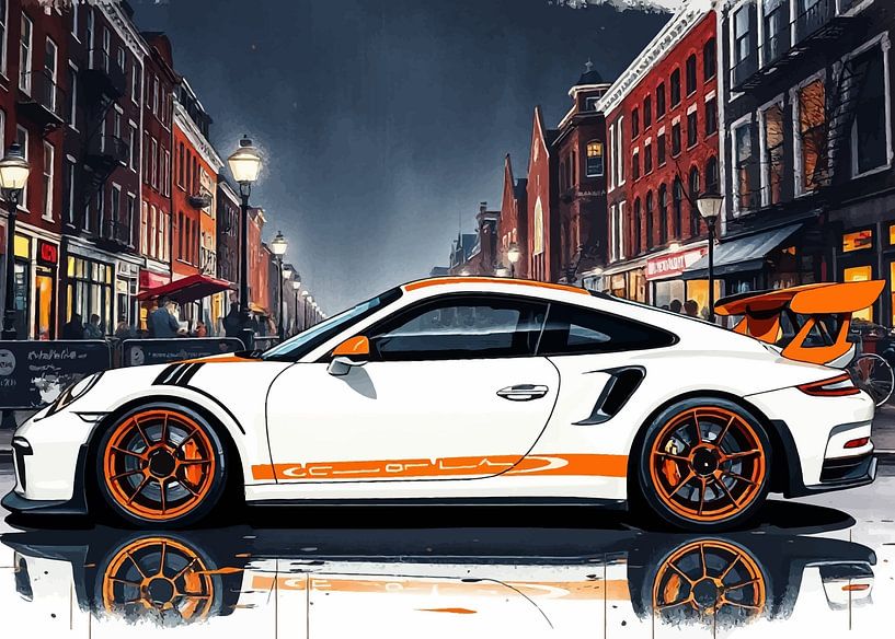 Der Porsche 911 GT3 RS Weiß und Orange gestreift von MIROKKU