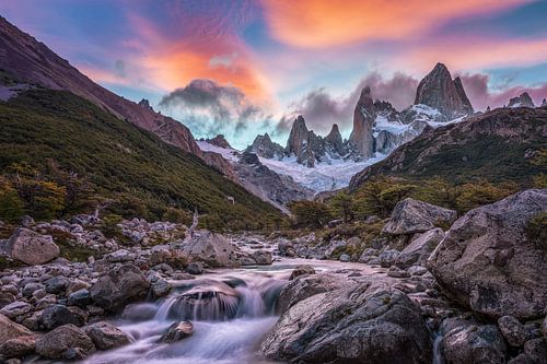 Fitz Roy Cascades and Mount Fitz Roy